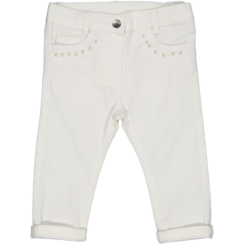 PANTALONE DRILL CON MEZZE PERLE