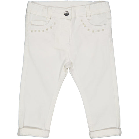 PANTALONE DRILL CON MEZZE PERLE