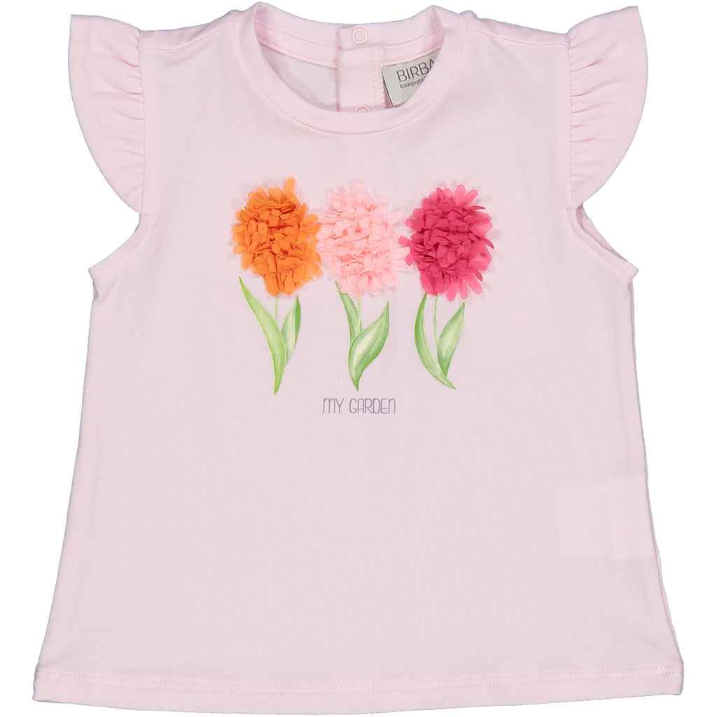 TSHIRT CON FIORI IN VOILE 3D