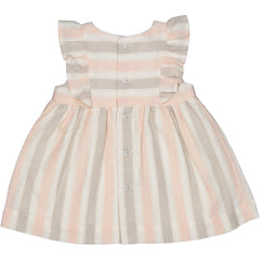 VESTITO MISTO LINO RIGATO CON LUREX