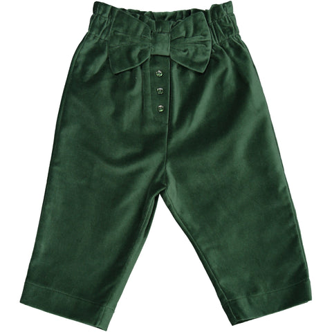 PANTALONE IN VELLUTO LISCIO CON MACRO FIOCCO
