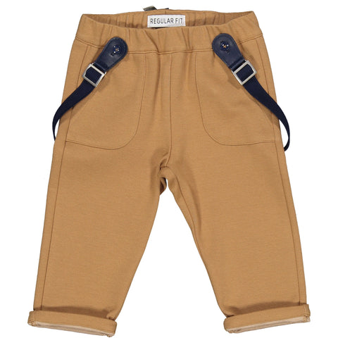 PANTALONE TESSUTO MAGLIA CON BRETELLE
