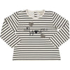 TSHIRT RIGATA CON SCRITTA STRASS E PAILLETTES