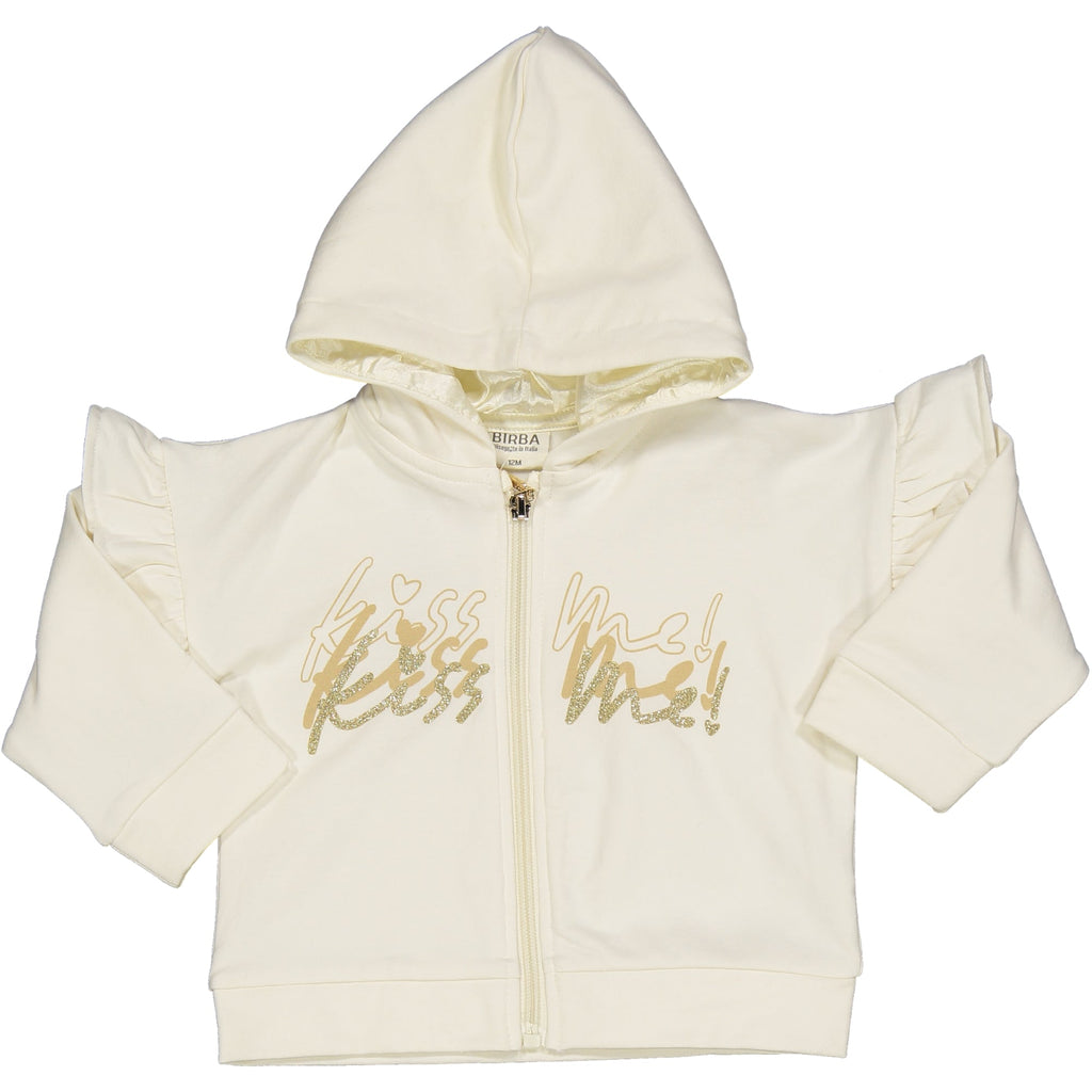 CARDIGAN IN FELPA CON SCRITTA GLITTER