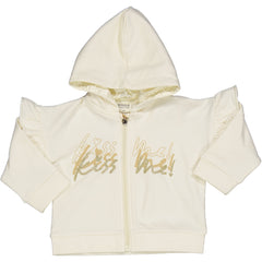 CARDIGAN IN FELPA CON SCRITTA GLITTER